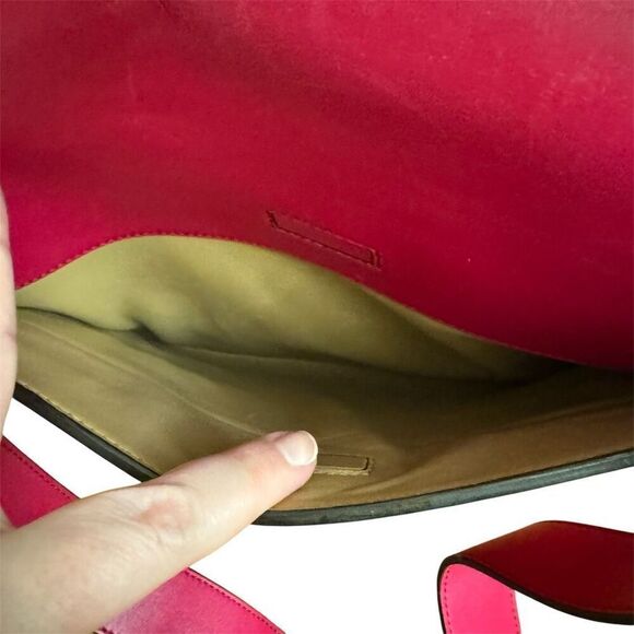 Bally Top Handle Leather Bag with Shoulder Strap “B” Turnlock Hot Pink Handbag - Picture 13 of 16